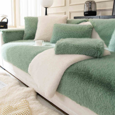 Sofa Cover Plush Faux Fur Non-Slip Machine Washable