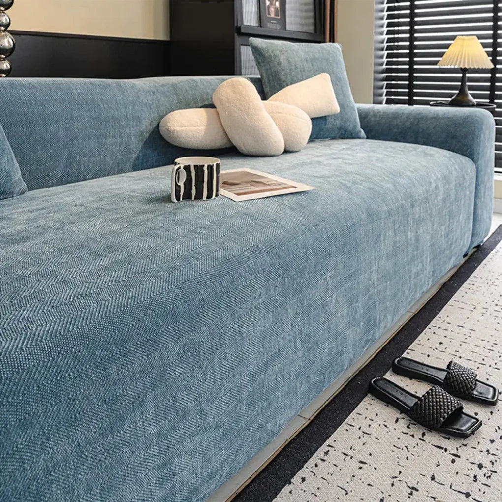 Sofa Cover Stretch-Fit Full Coverage Herringbone Machine Washable