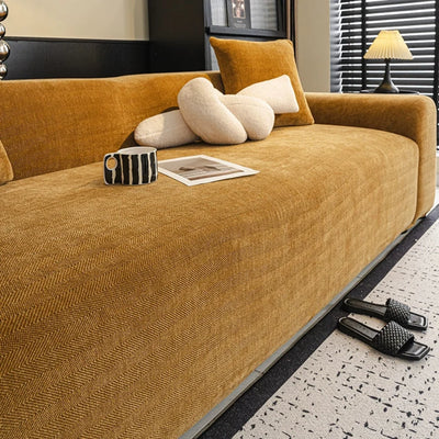Sofa Cover Stretch-Fit Full Coverage Herringbone Machine Washable