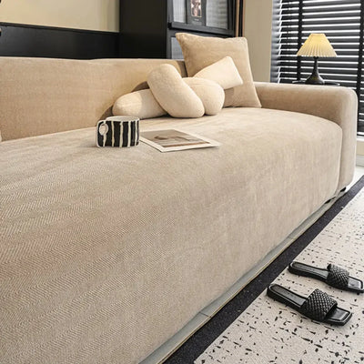Sofa Cover Stretch-Fit Full Coverage Herringbone Machine Washable