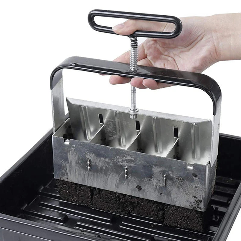 Soil Block Press Rust-Resistant Stainless Steel Interchangeable Inserts