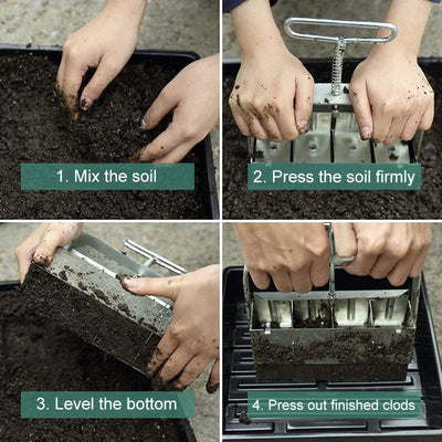 Soil Block Press Rust-Resistant Stainless Steel Interchangeable Inserts