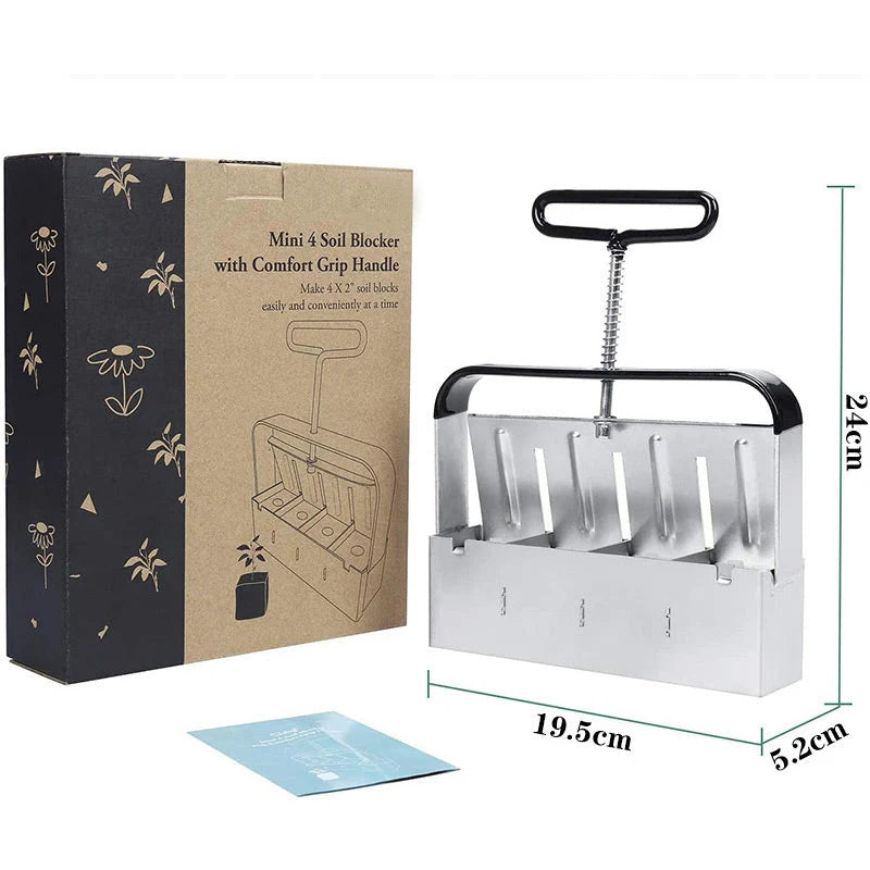 Soil Block Press Stainless Steel Manual Interchangeable Inserts