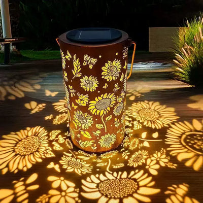 Solar Garden Lantern Flower Projection Weatherproof 8-Hour Runtime