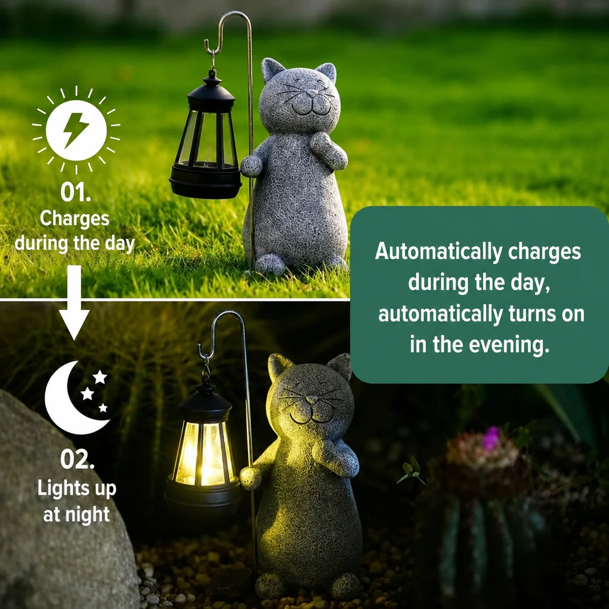 Solar Garden Light Warm White LED Weatherproof Resin