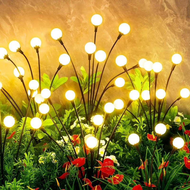 Solar Garden Lights Firefly Effect Stainless Steel Weather Resistant