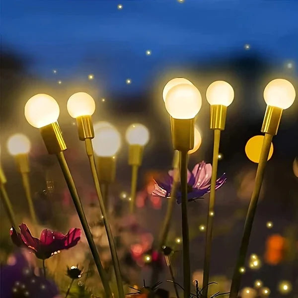 Solar Garden Lights Firefly Effect Stainless Steel Weather Resistant