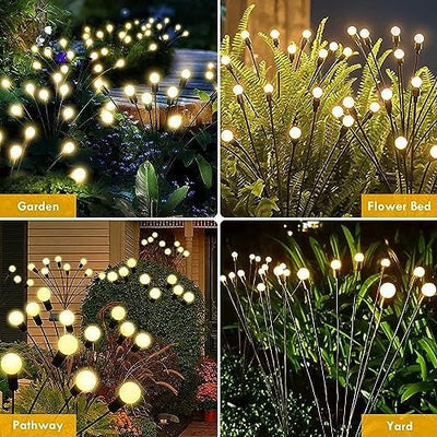 Solar Garden Lights Firefly Effect Stainless Steel Weather Resistant