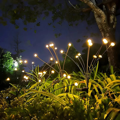 Solar Garden Lights Firefly Warm Glow Auto Dusk Sensor