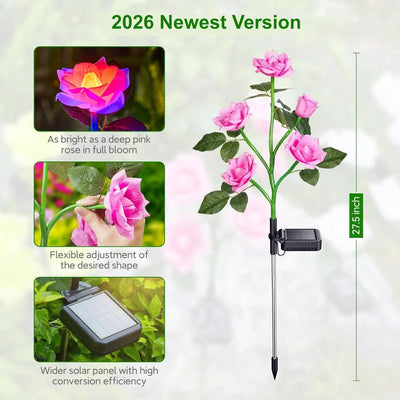 Solar Garden Lights Rose-Shaped Color-Changing IP65