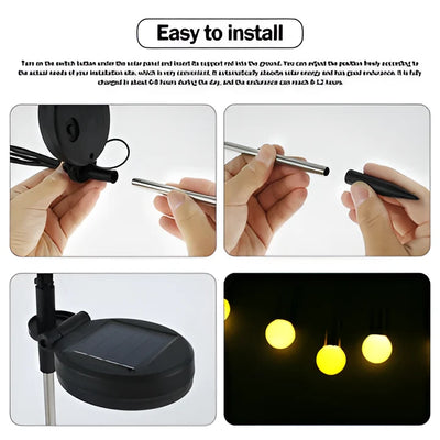 Solar Garden Stake Lights Firefly Flicker Flexible Stems Weather-Resistant