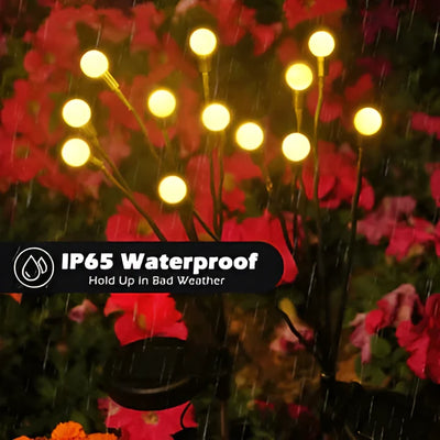 Solar Garden Stake Lights Firefly Flicker Flexible Stems Weather-Resistant