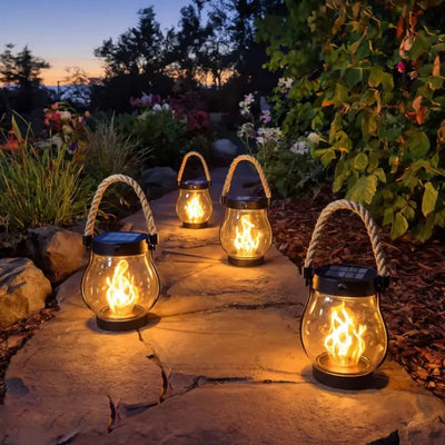 Solar Lantern Realistic Flame Effect USB-C Backup