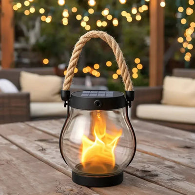 Solar Lantern Realistic Flame Effect USB-C Backup
