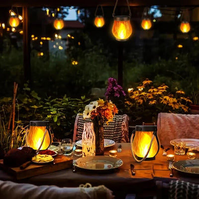 Solar Lantern Realistic Flame Effect USB-C Backup