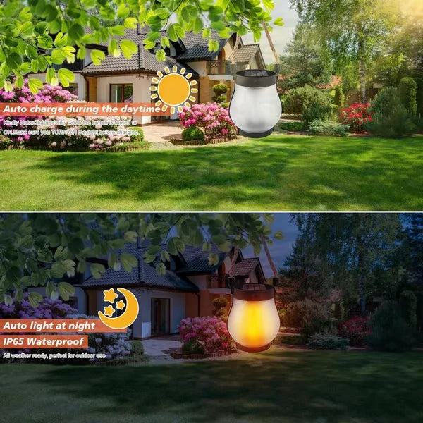Solar Lantern Realistic Flame Effect USB-C Backup