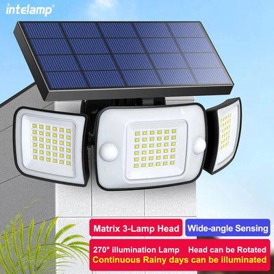 Solar Security Light Motion-Activated Triple Adjustable Heads 1200 Lumens