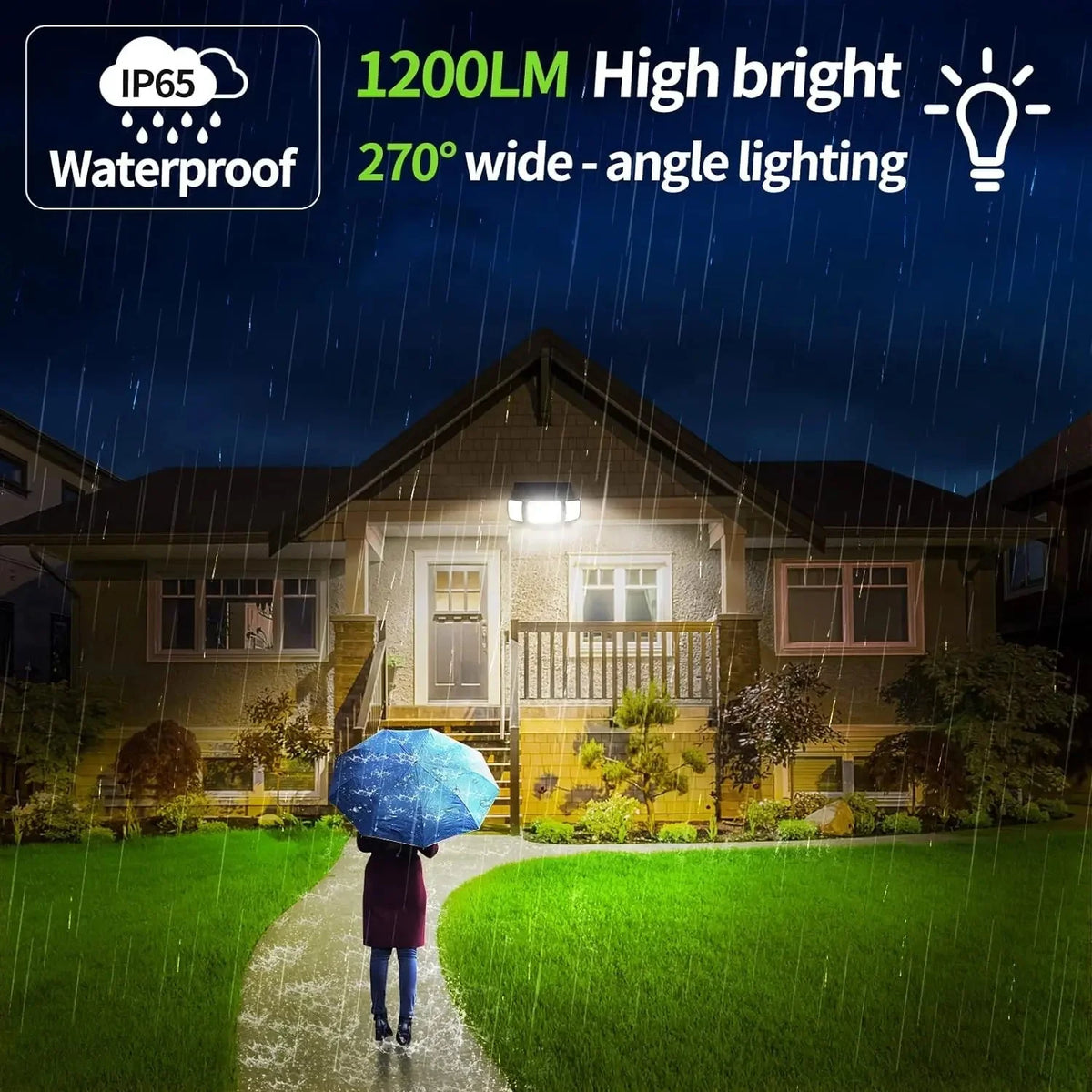 Solar Security Light Motion-Activated Triple Adjustable Heads 1200 Lumens