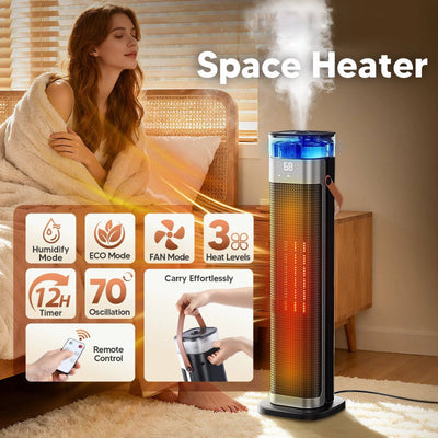 Space Heater 2000W Ceramic Built-In Ultrasonic Humidifier