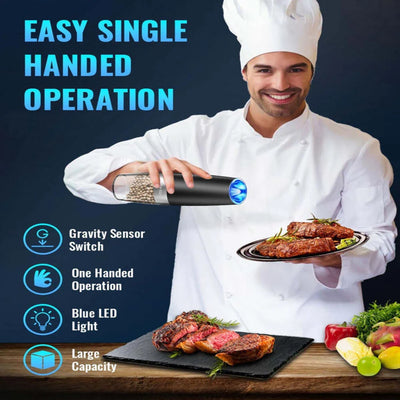Spice Grinder Gravity-Activated One-Hand Operation Adjustable Coarseness
