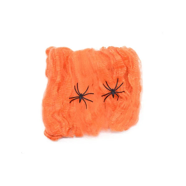 Spider Web Decoration Stretchable Fabric With Artificial Spider