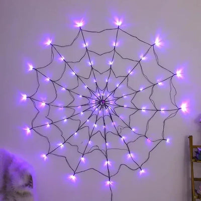 Spider Web Lights Purple 80 LEDs Remote Control