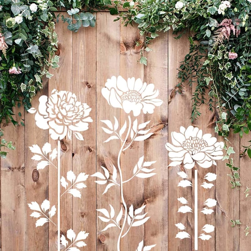 Stencil Set Floral Reusable Flexible Multi-Surface 10 Piece
