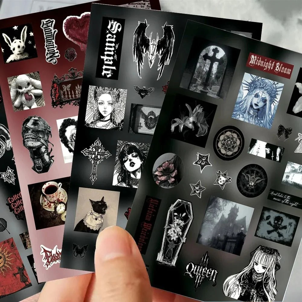 Sticker Set Gothic Raven Feathers Pre-Cut & Self-Adhesive 8 Sheets