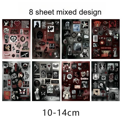 Sticker Set Gothic Raven Feathers Pre-Cut & Self-Adhesive 8 Sheets