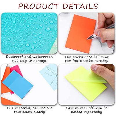Sticky Notes Transparent Repositionable Residue-Free Set of 400