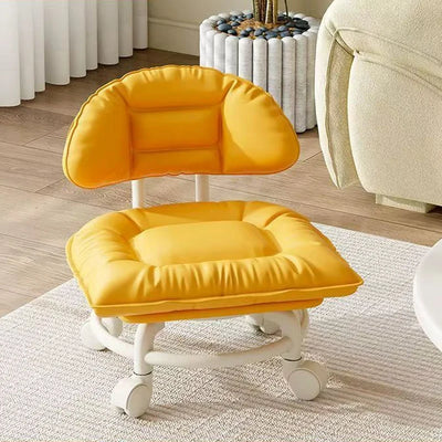 Stool Low Seat Padded Backrest & Quiet Casters