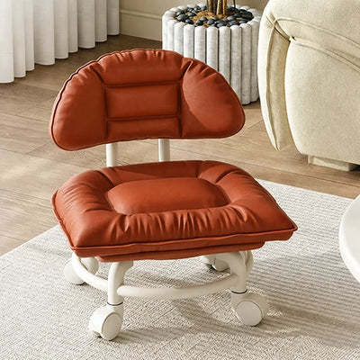 Stool Low Seat Padded Backrest & Quiet Casters