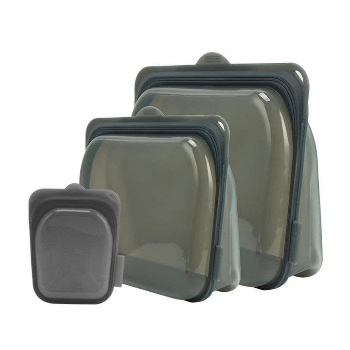 Storage Bags Food-Grade Silicone Airtight & Dishwasher Safe 3-Pack