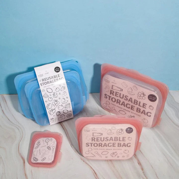 Storage Bags Food-Grade Silicone Airtight & Dishwasher Safe 3-Pack