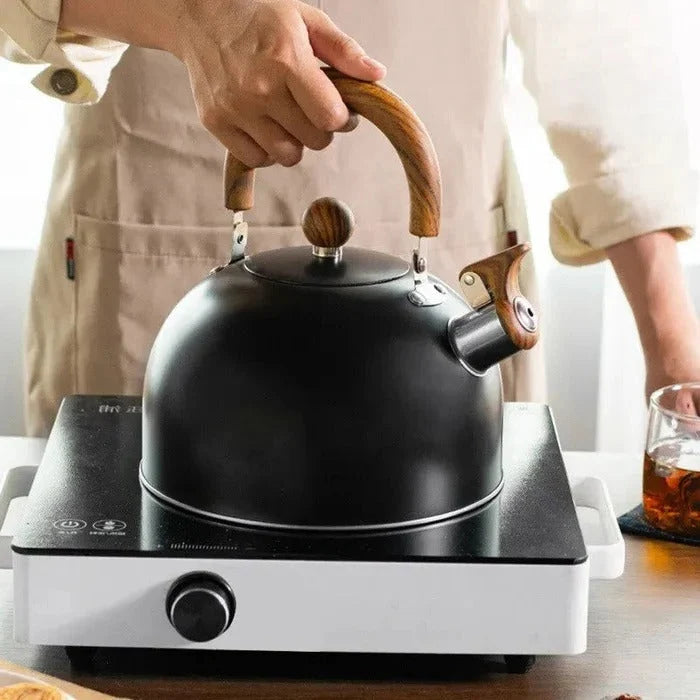 Stovetop Kettle Whistling Alert Insulated Handle Even Heat Base
