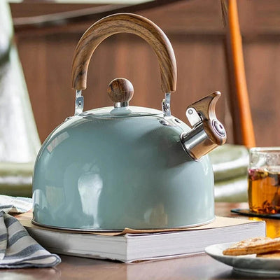 Stovetop Kettle Whistling Alert Insulated Handle Even Heat Base