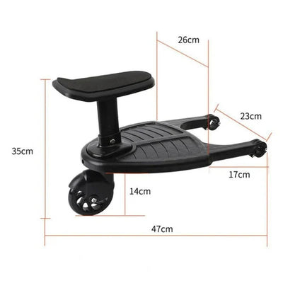 Stroller Board Tool-Free Quick Attach Non-Slip 360° Swivel Wheel