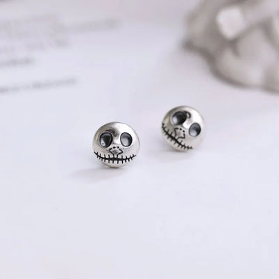 Stud Earrings 925 Sterling Silver Pumpkin Skull Design