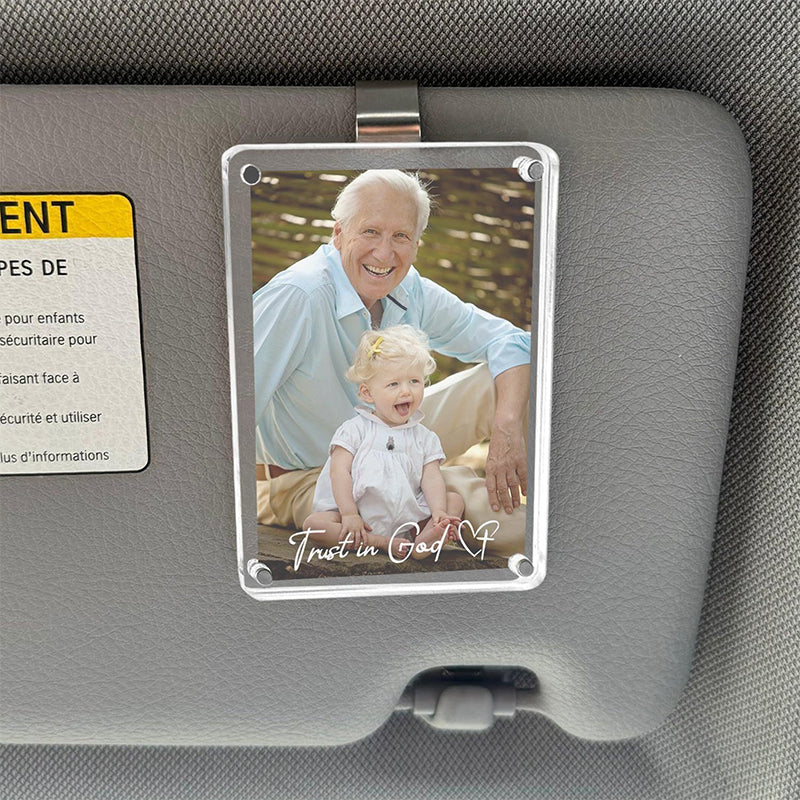 Sun Visor Photo Clip Tool-Free Clip-On Crystal-Clear Acrylic