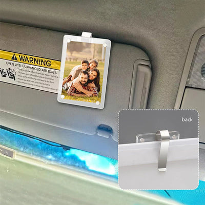 Sun Visor Photo Clip Tool-Free Clip-On Crystal-Clear Acrylic