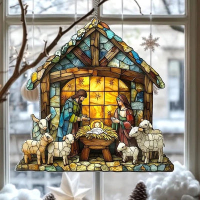 Suncatcher Transparent Nativity Silhouette 4 Inch Square