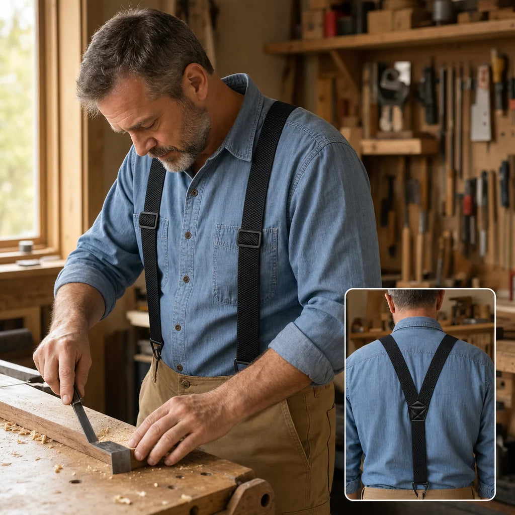 Suspenders Adjustable Wide Elastic Belt Loop Hooks