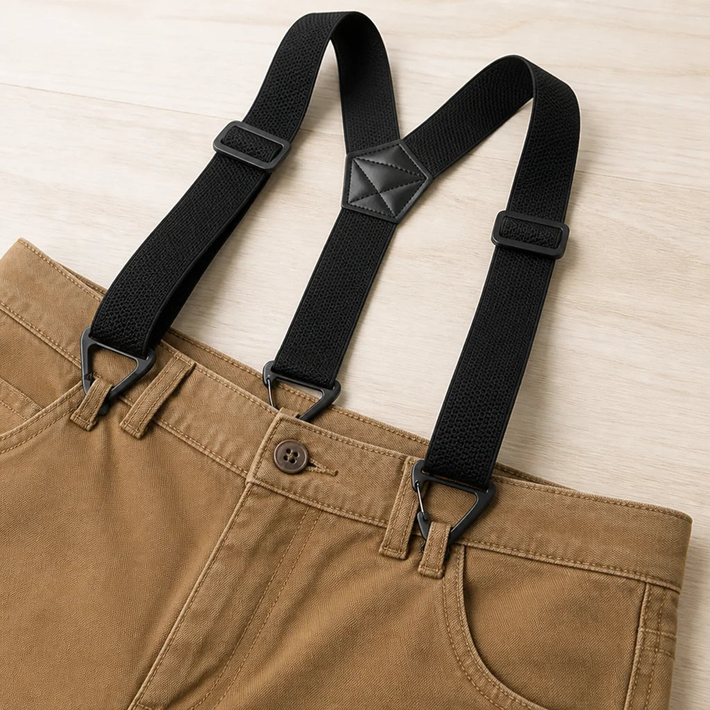 Suspenders Heavy-Duty Elastic Metal Clips Adjustable Fit