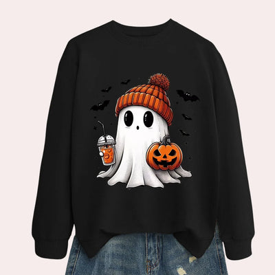 Sweatshirt Halloween Ghost & Pumpkin Print Comfort Fit