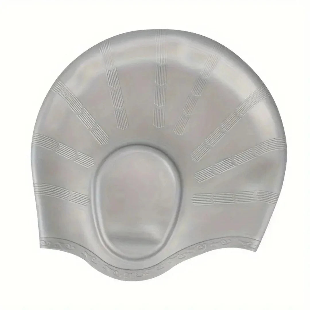 Swim Cap Silicone Long Hair Fit Built-In Ear Pockets