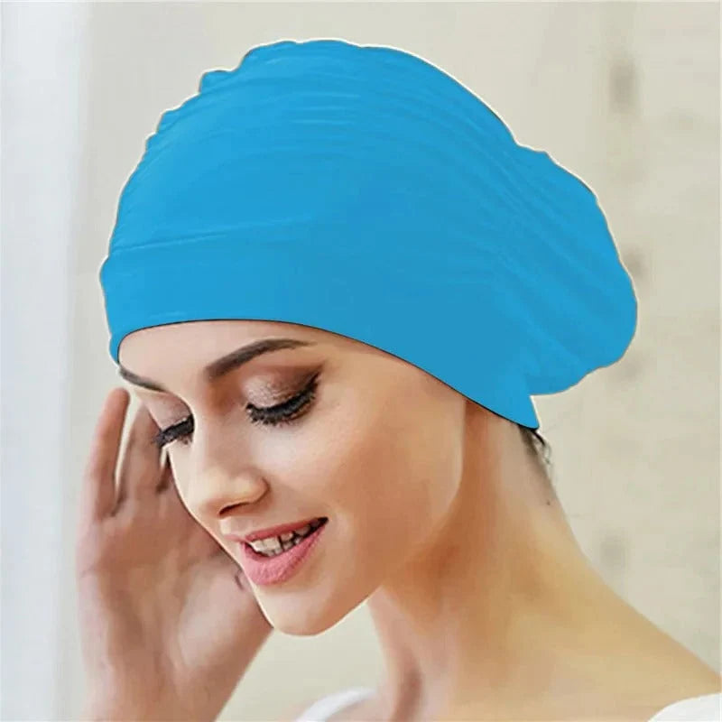 Swim Cap Turban Twist Front Stretch Fit & Quick-Dry