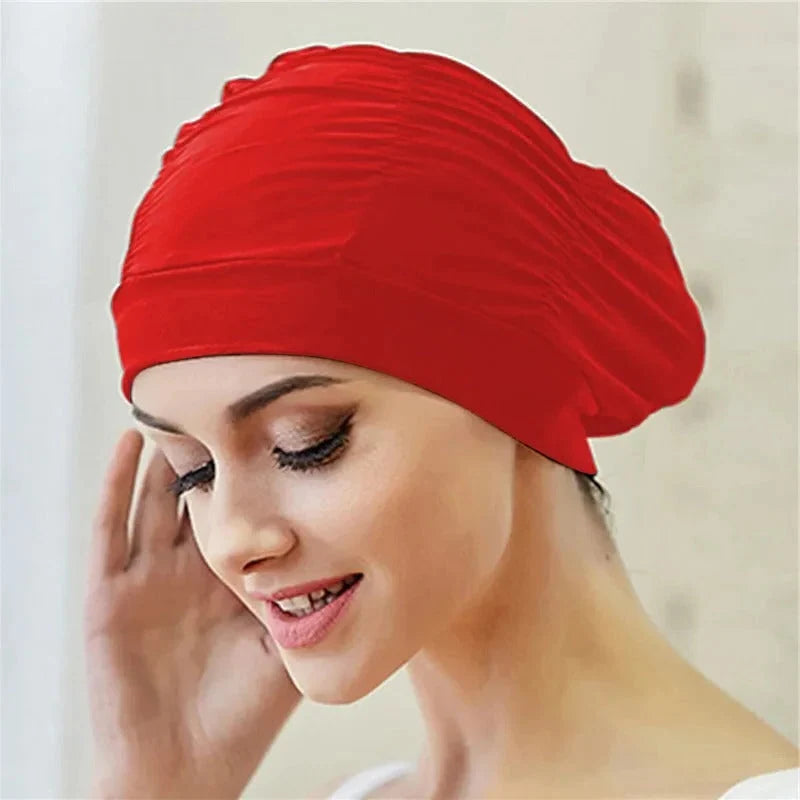 Swim Cap Turban Twist Front Stretch Fit & Quick-Dry