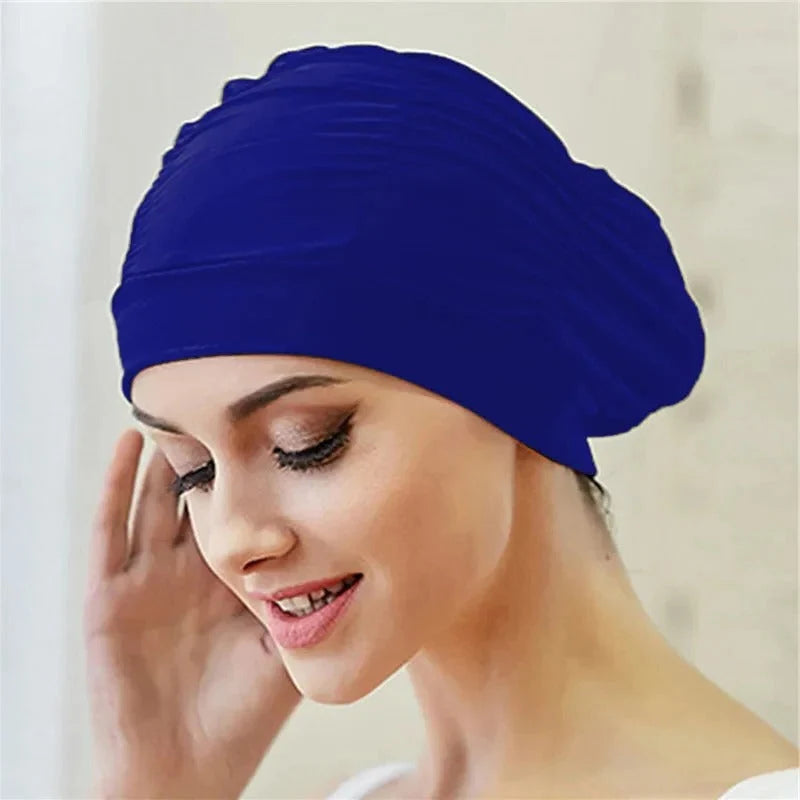 Swim Cap Turban Twist Front Stretch Fit & Quick-Dry