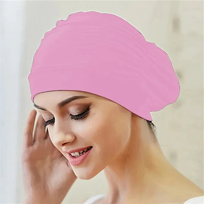 Swim Cap Turban Twist Front Stretch Fit & Quick-Dry