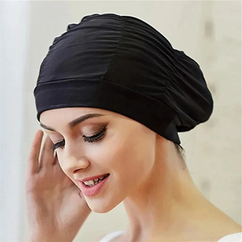 Swim Cap Turban Twist Front Stretch Fit & Quick-Dry